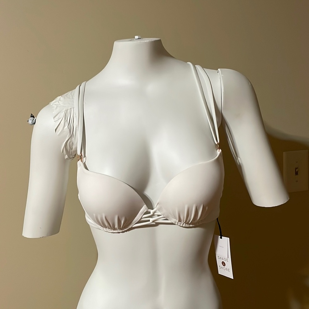 Shade & Shore Brand White Push-Up Strap Bikini, Size 34A